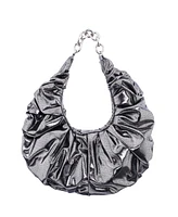 Nina Ruched Metallic Hobo