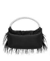 Nina Crystal Handle Feather Pouch