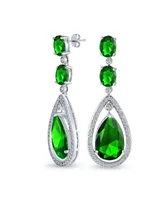 Bling Jewelry Art Deco Style Cubic Zirconia Halo Large Teardrop Cz Statement Dangle Chandelier Earrings For Women Party