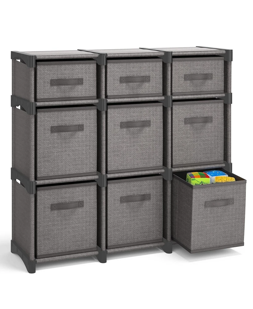 Nestl Heavy Duty 9 Cube Storage Organizer with Fabric Storage Bins