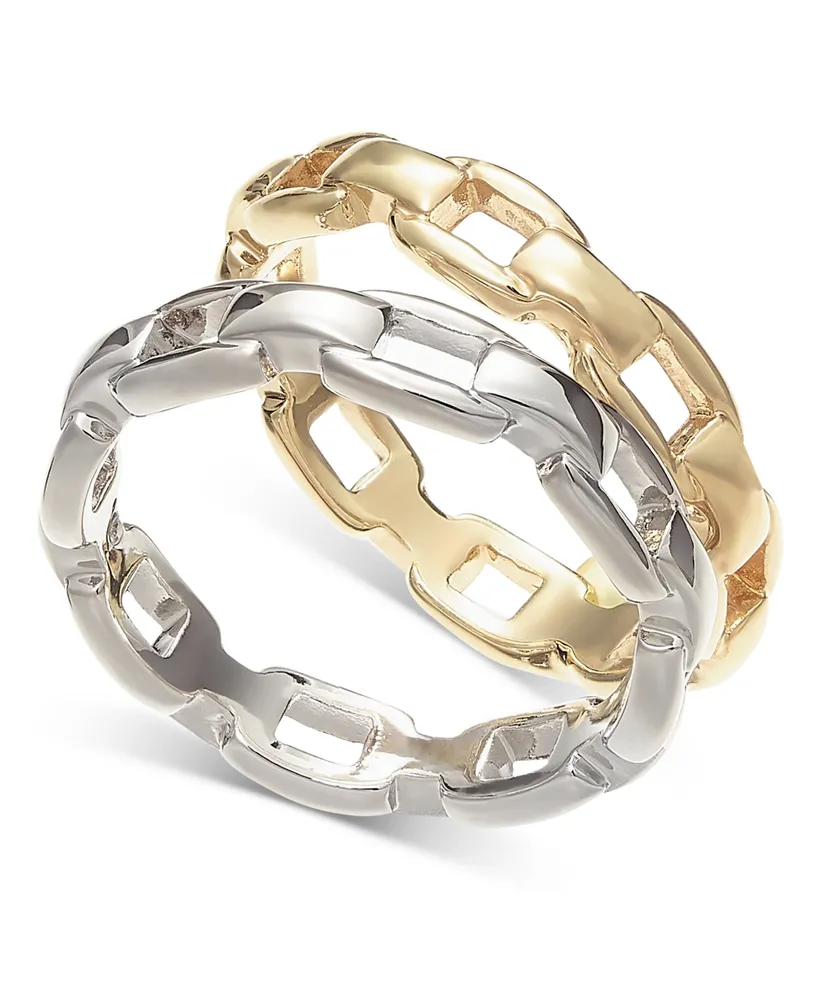On 34th Two-Tone 2-Pc. Set Chain Link Stack Rings, Created for Macy's