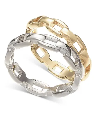 On 34th Two-Tone 2-Pc. Set Chain Link Stack Rings, Created for Macy's