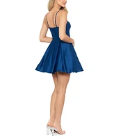 Blondie Nites Juniors' Satin A-Line Party Dress