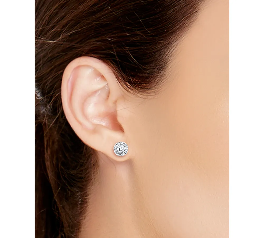 Diamond Halo Stud Earrings 14k White Gold (3/4 ct. t.w.)
