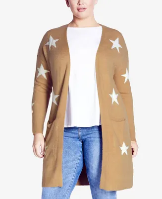 Avenue Plus Starry Relaxed Fit Cardigan Sweater