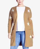Avenue Plus Starry Relaxed Fit Cardigan Sweater