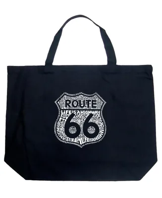 Route 66 - Life Is A Highway Large Word Art Tote Bag