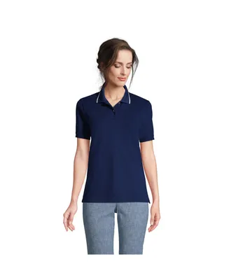 Lands' End Women's Tall Mesh Cotton Short Sleeve Polo Shirt