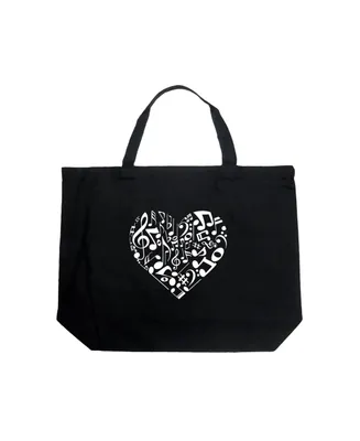 Heart Notes - Large Word Art Tote Bag