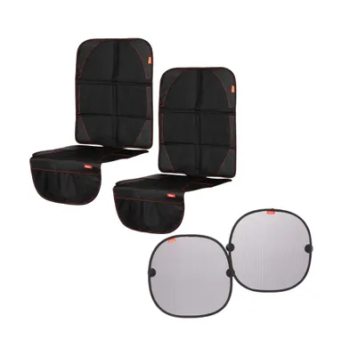 Diono Ultra Mat 2-Pack + Sun Stoppers 2-Pack, Complete Protection from Child Car Seats, Pets