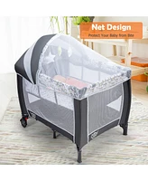 Babyjoy Portable Foldable Baby Playard Playpen Nursery Center w/ Changing Station & Net