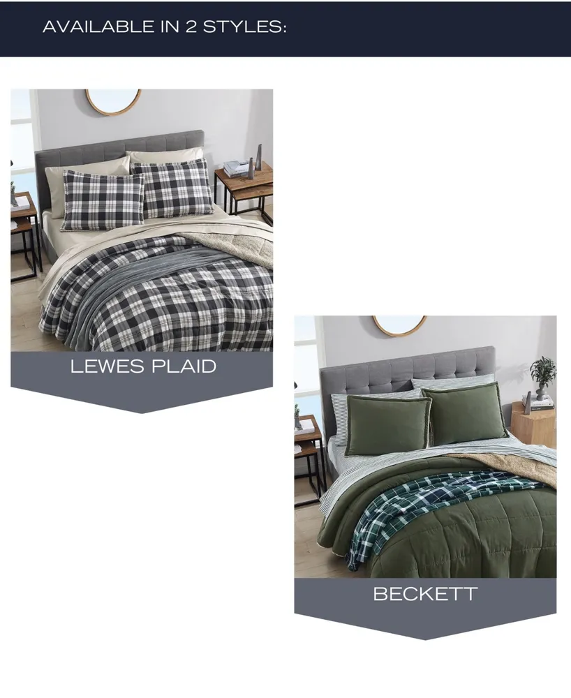 Beckett Green Twin Reversible Comforter & Sham Set