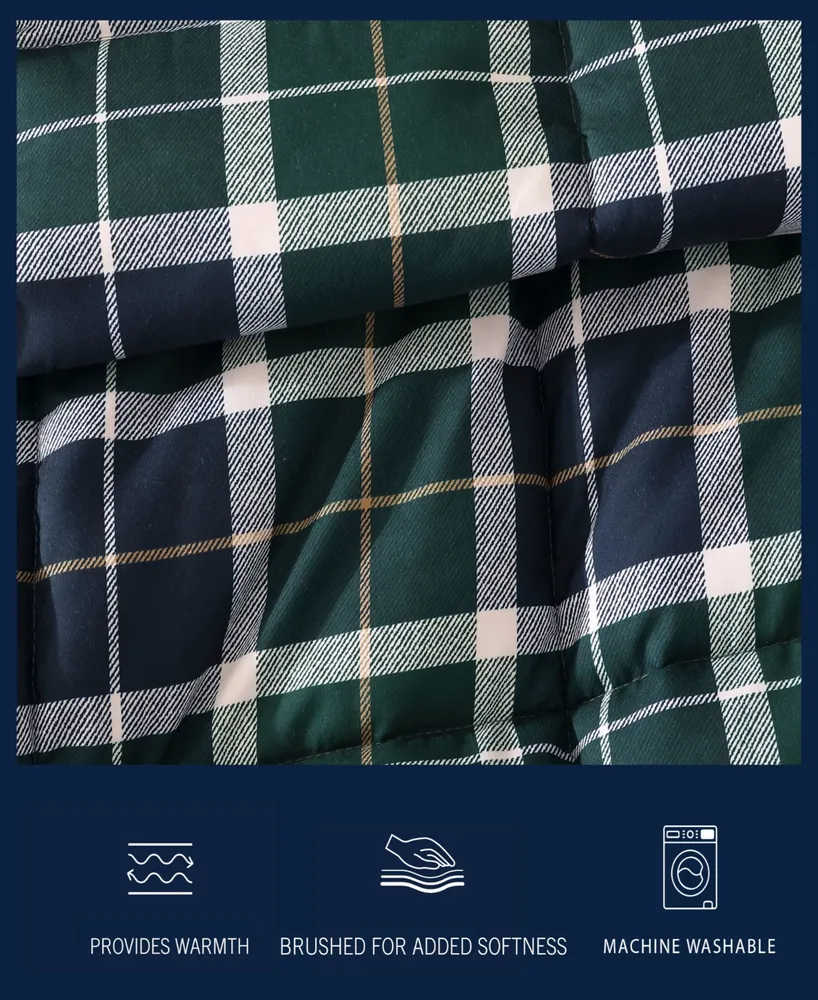 Nautica North Sail Plaid Brushed Microfiber Piece Duvet Cover Set