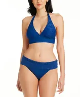 Bleu By Rod Beattie Womens Eyes Wide Open Halter Bikini Top Fold Over Hipster Bikini Bottoms
