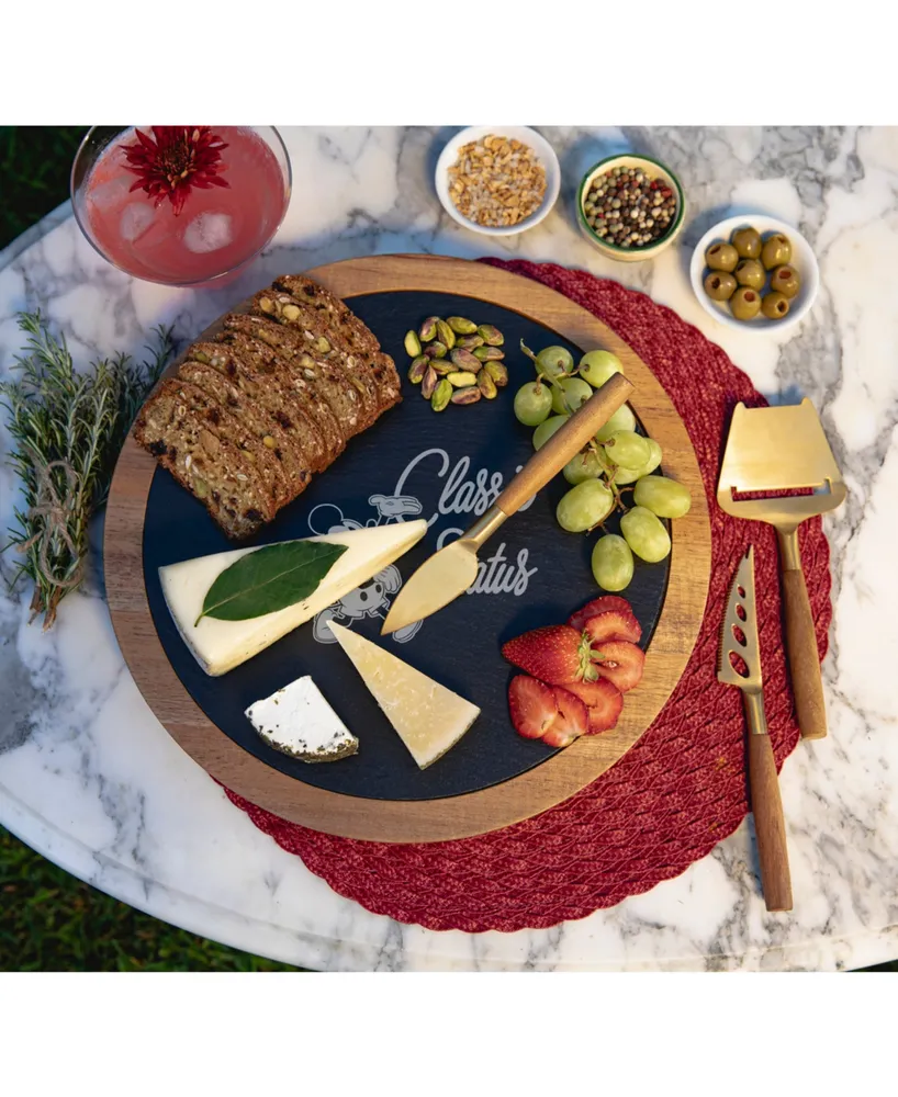 Disney's Mickey Mouse Insignia Acacia and Slate Charcuterie Board with Cheese Tools