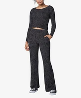 Andrew Marc Sport Women's Full Length Ribbed Wide Leg Pants