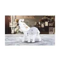 Fc Design 7"W Silver and White Thai Elephant with Trunk Up Statue Feng Shui Decoration Figurine