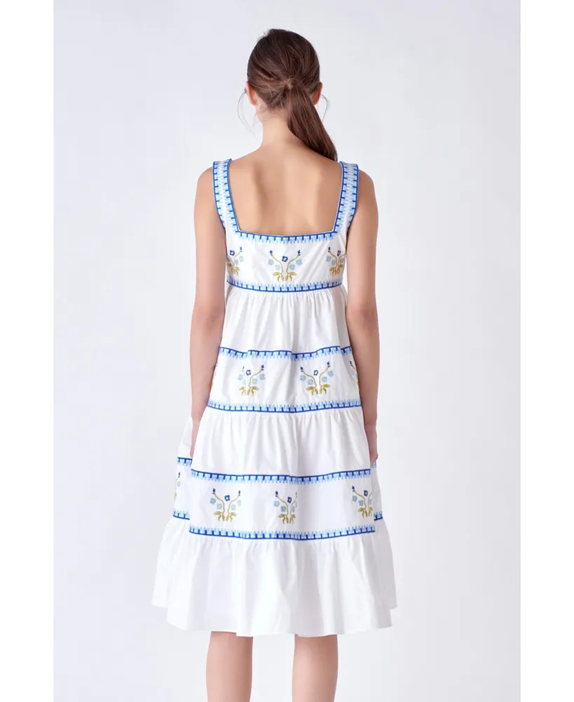 English Factory Women's Embroidered Midi Dress