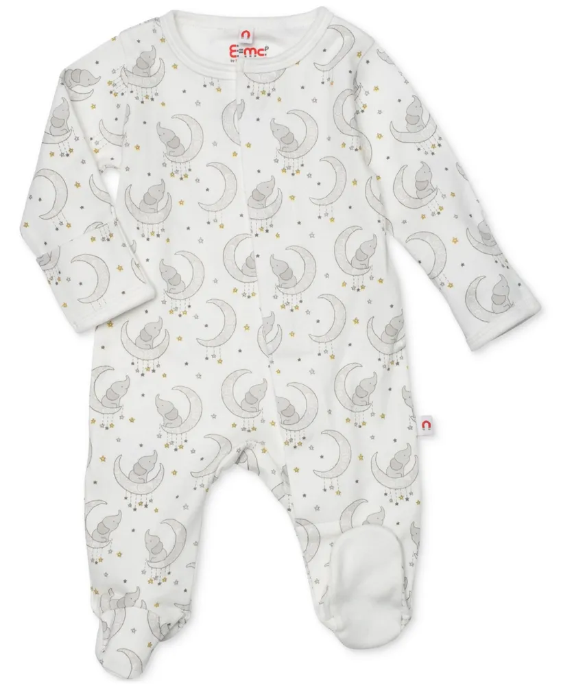 Easy = Magnetic Close Baby Boys or Girls Elephant-Print Footed Coverall