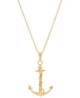 Men's Anchor Pendant Necklace in 10k Gold