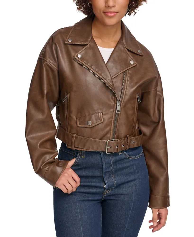 Levi's Women's Cropped Belted Moto Jacket