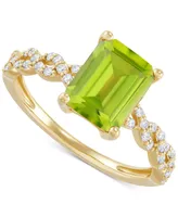 Peridot (2-1/5 ct. t.w.) & Diamond (1/6 ct. t.w.) Braided Shank Ring in 14k Gold