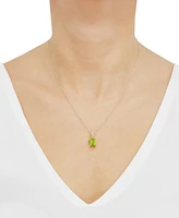 Peridot (2-1/5 ct. t.w.) & Diamond (1/20 ct. t.w.) Emerald-Cut 18" Pendant Necklace in 14k Gold