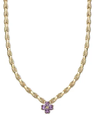 Flower Cluster Stampato Link 18" Pendant Necklace (5-1/5 ct. t.w.) 14k Gold-Plated Sterling Silver