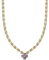 Flower Cluster Stampato Link 18" Pendant Necklace (5-1/5 ct. t.w.) 14k Gold-Plated Sterling Silver