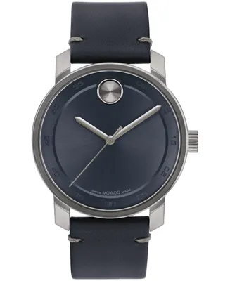 Movado Men's Bold Access Swiss Quartz Blue Leather Watch 41mm