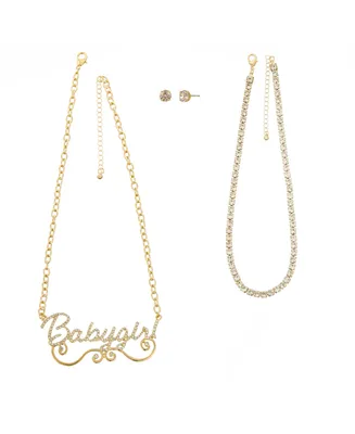 Aaliyah Two Row Necklace And Earring Set