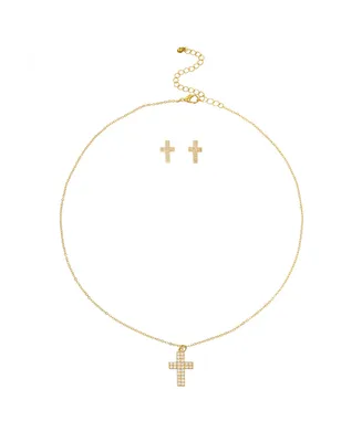 Aaliyah Cross Necklace And Earring Set