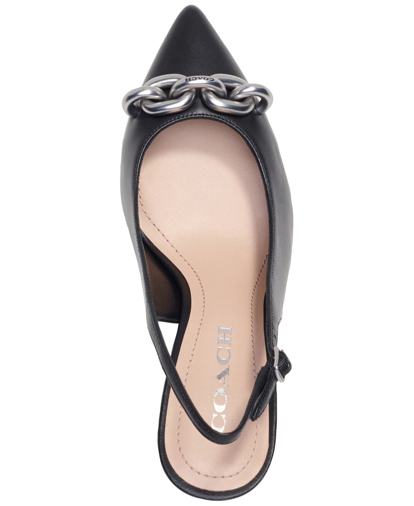 Coach Women's Sadie Chain Trimmed Slingback Pumps