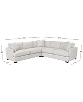 Nightford 111" 3-Pc. Fabric L Sectional, Created for Macy's