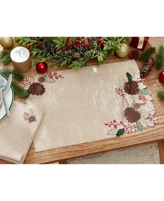 Elrene Berry Pinecone Cutwork Placemat, 13" x 19"