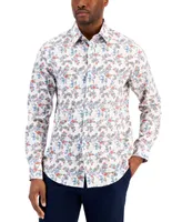 Club Room Men's Lance Regular-Fit Stretch Floral-Print Button-Down Shirt, Created for Macy's