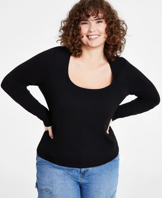 And Now This Plus Size Ponte Scoop-Neck Long-Sleeve Top