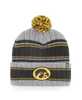 Men's '47 Brand Gray Iowa Hawkeyes Rexford Cuffed Knit Hat with Pom