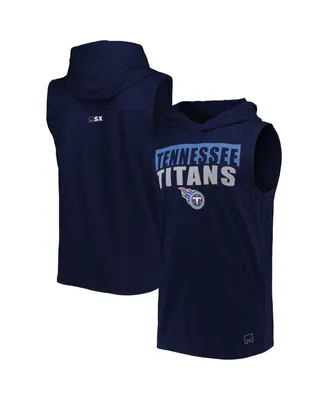 Men's Msx by Michael Strahan Navy Tennessee Titans Relay Sleeveless Pullover Hoodie