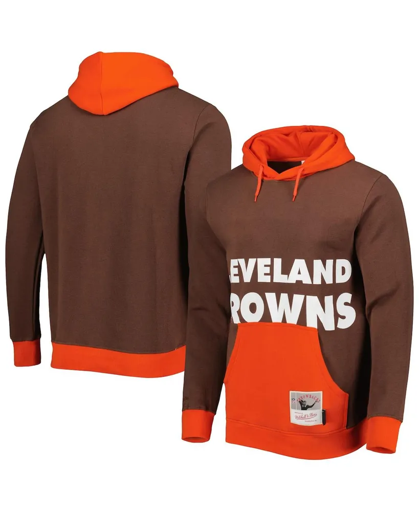 Men's Mitchell & Ness Brown Cleveland Browns Big Face 5.0 Pullover Hoodie