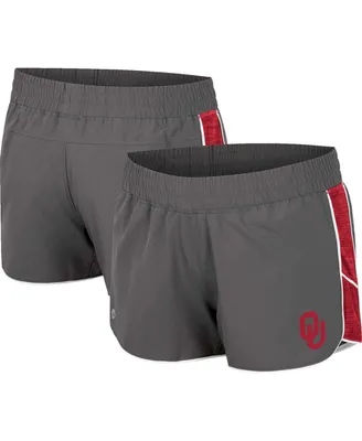 Women's Colosseum Gray Oklahoma Sooners Pull The Switch Running Shorts