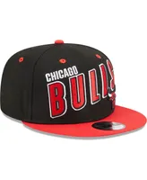 Men's New Era Black, Red Chicago Bulls Stacked Slant 2-Tone 9FIFTY Snapback Hat