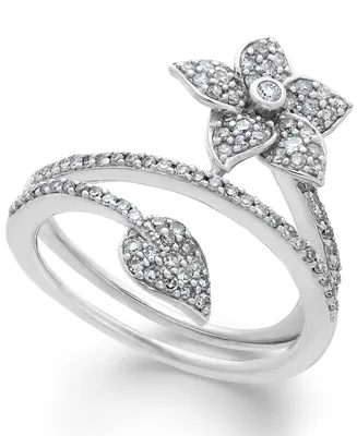 Diamond Wrap-Around Flower Ring Sterling Silver (1/2 ct. t.w.)