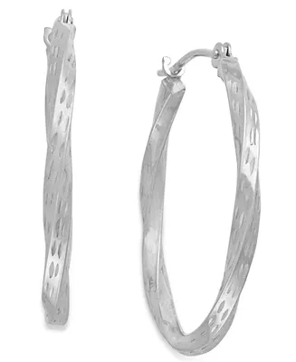 Diamond-Cut Hoop Earrings in 10k White Gold