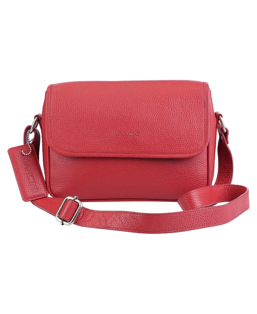 Mancini Pebbled Collection Kimberly Leather Flap Closure Handbag