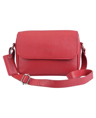 Mancini Pebbled Collection Kimberly Leather Flap Closure Handbag