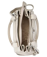 Mancini Pebbled Collection Genevieve Leather Top Zipper Handbag