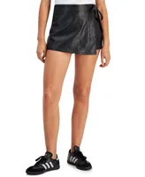 Celebrity Pink Juniors' Faux-Leather Side-Tie Skort