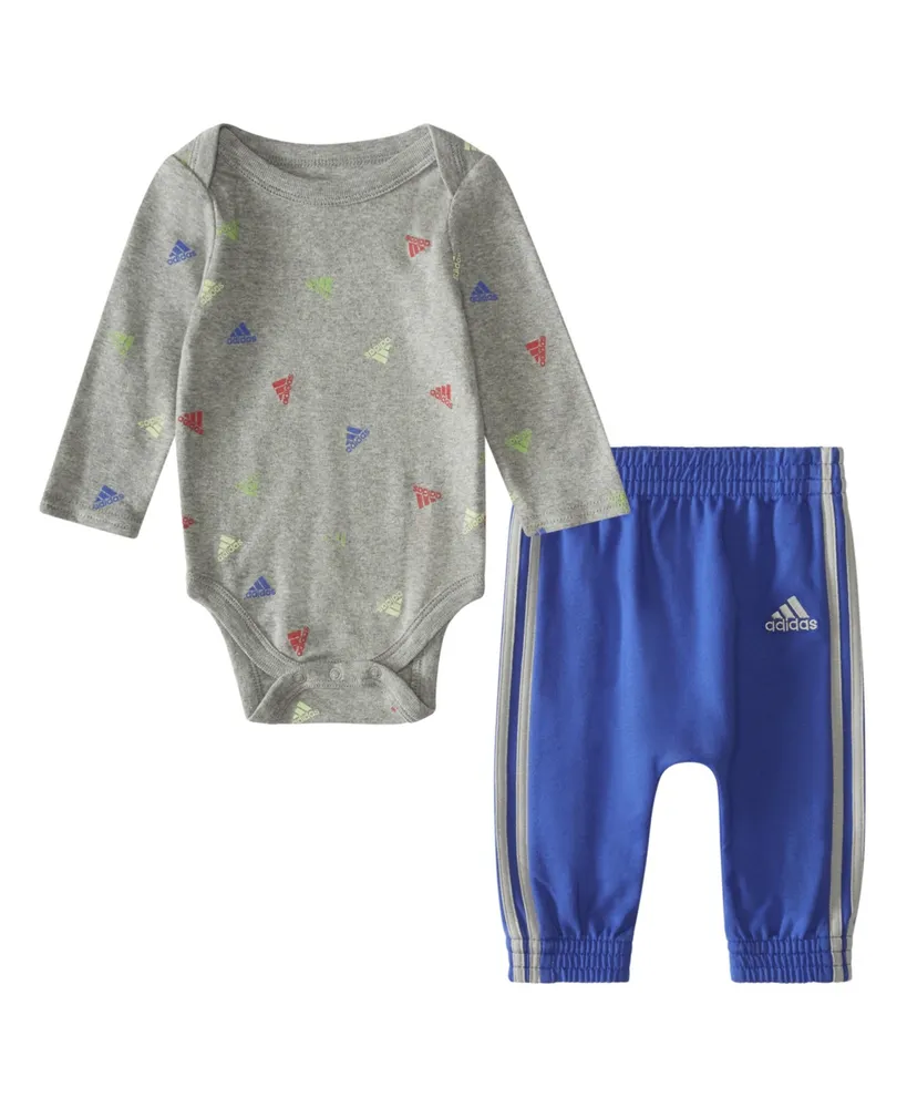 adidas Baby Boys Long Sleeve Printed Bodysuit and Joggers, 2 Piece Set