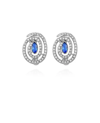 T Tahari Silver-Tone Sparkling Spiral Stud Clip-On Earrings